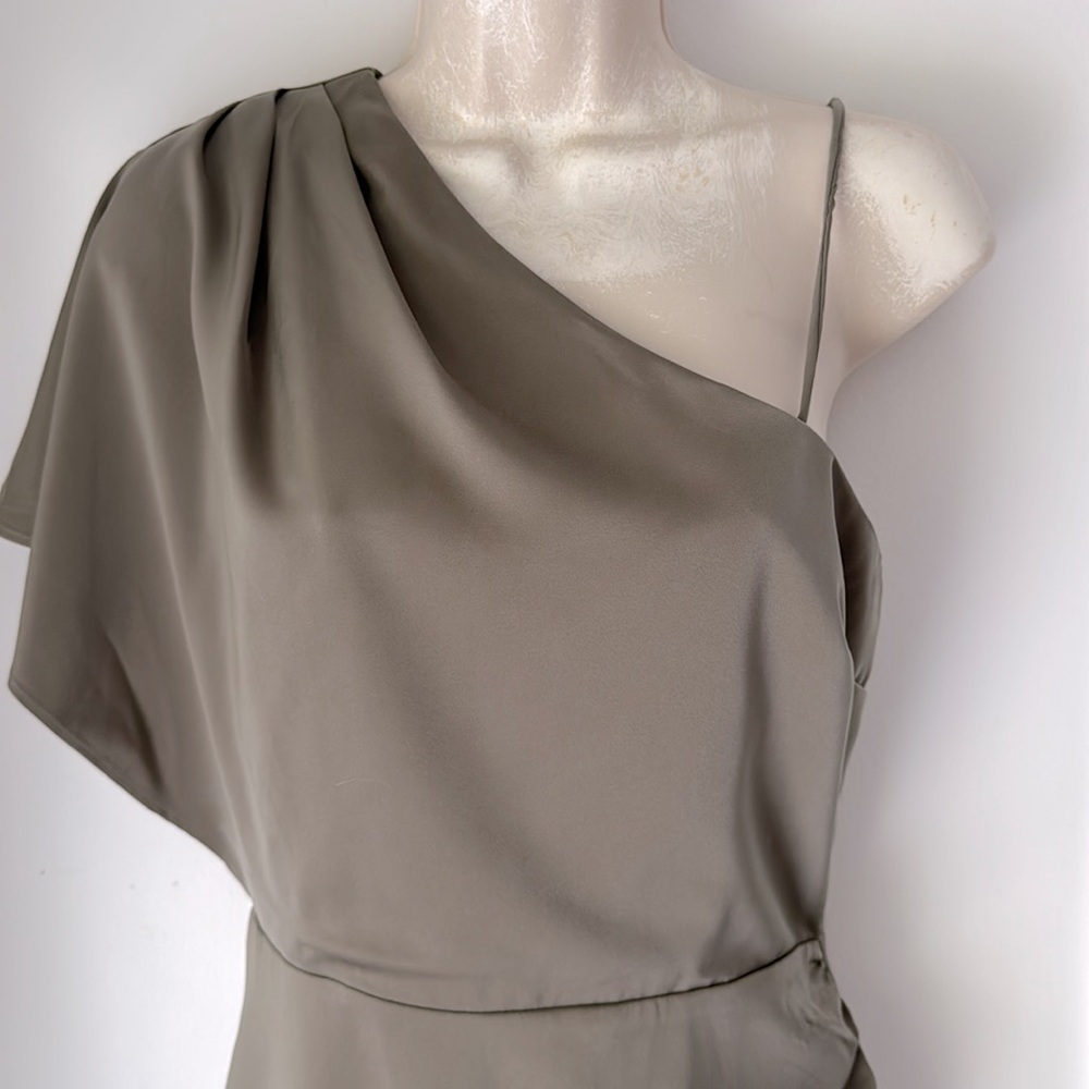 TCEC Green Asymmetrical Ruched Cocktail Dress TCEC size S - Picture 4 of 13